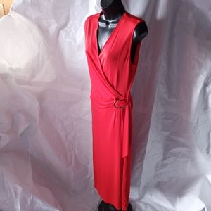 J. PETERMAN Red Surplice Top Draped Maxi Dress